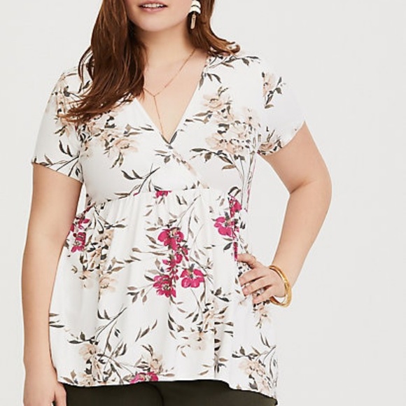 torrid Tops - Super Soft White Floral Babydoll